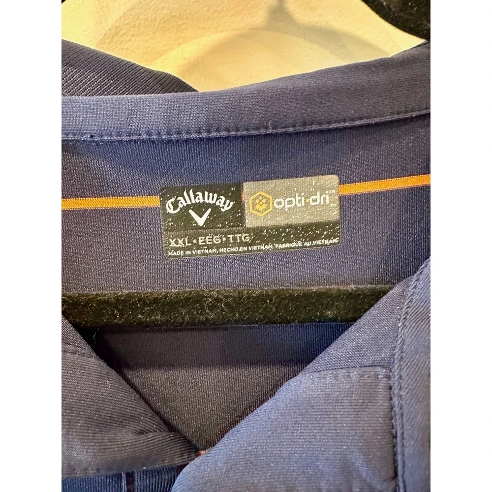 Callaway Opti-Dri x Torrey Pines Navy Striped Performance Golf Polo Mens‎ XXL